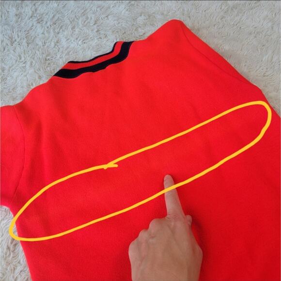 Vintage 60s Springfoot Knit Short Sleeve Top Red Small - Picture 5 of 6